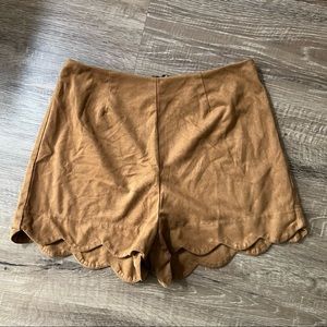 Suede Scalloped Shorts